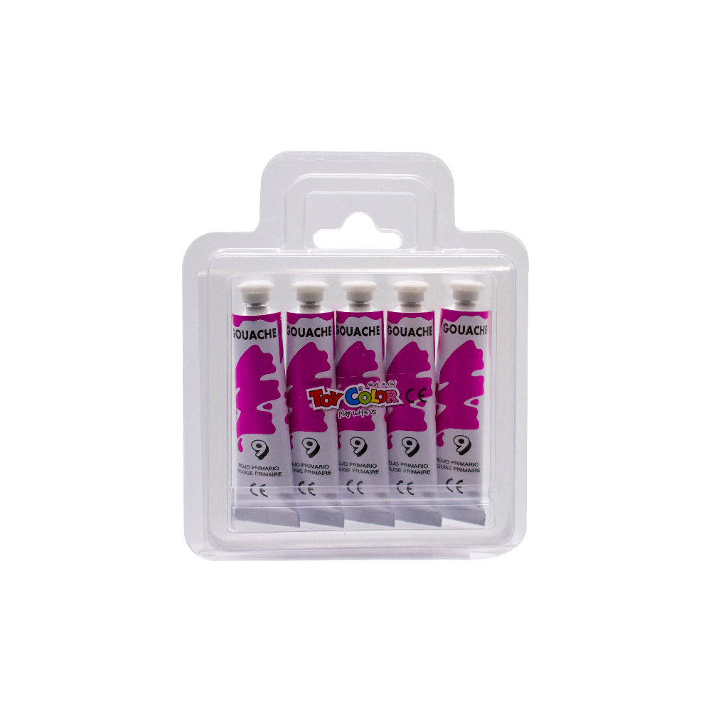 220.730.09 TOY COLOR ΤΕΜΠΕΡΑ SUPERWASHABLE 12ml PRIMARY MAGENTA ΚΟΚΚΙΝΗ 5 ΤΕΜΑΧΙΑ - Image 1