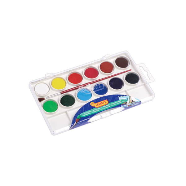 JOVI ΝΕΡΟΧΡΩΜΑΤΑ ΜΕ ΠΙΝΕΛΟ ΠΛΑΣΤΙΚΟ BLISTER 12 ΧΡΩΜΑΤΑ Φ22mm 3+