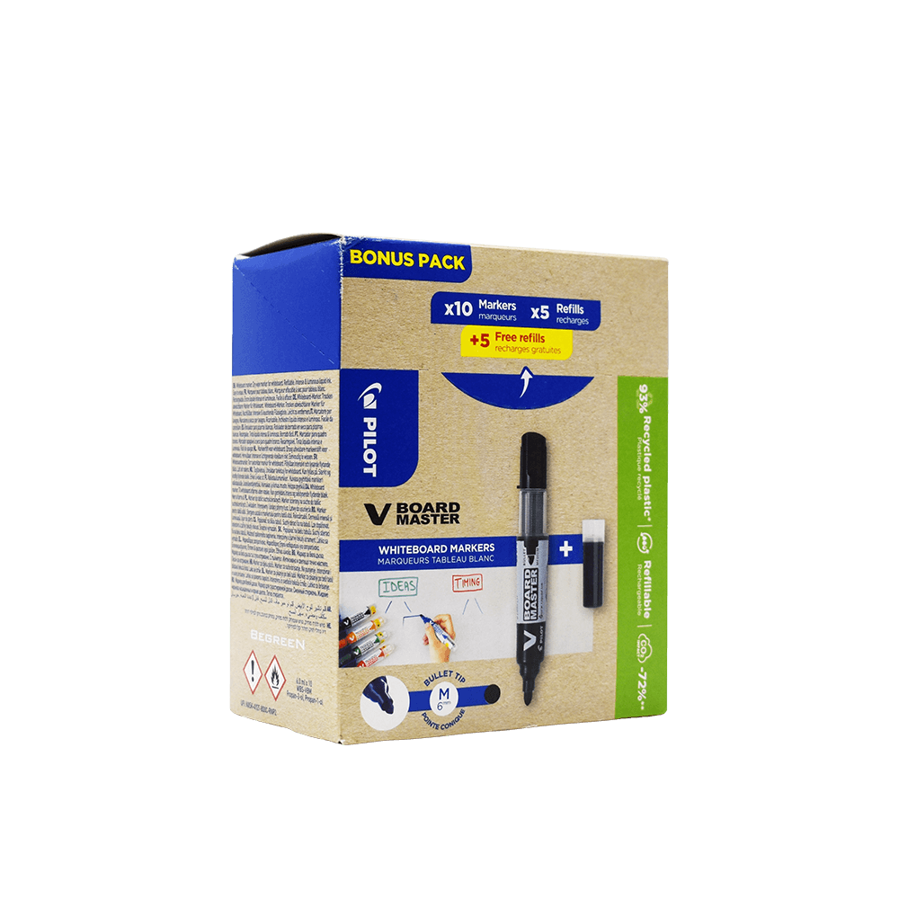 230.556275 PILOT ΜΑΡΚΑΔΟΡΟΣ ΠΙΝΑΚΟΣ BEGREEN V-BOARD MEDIUM PROMO 10 ΤΕΜΑΧΙΑ & ΑΝΤΑΛΛΑΚΤΙΚΟ 10 ΤΕΜΑΧΙΑ ΜΑΥΡΟ - Image 1