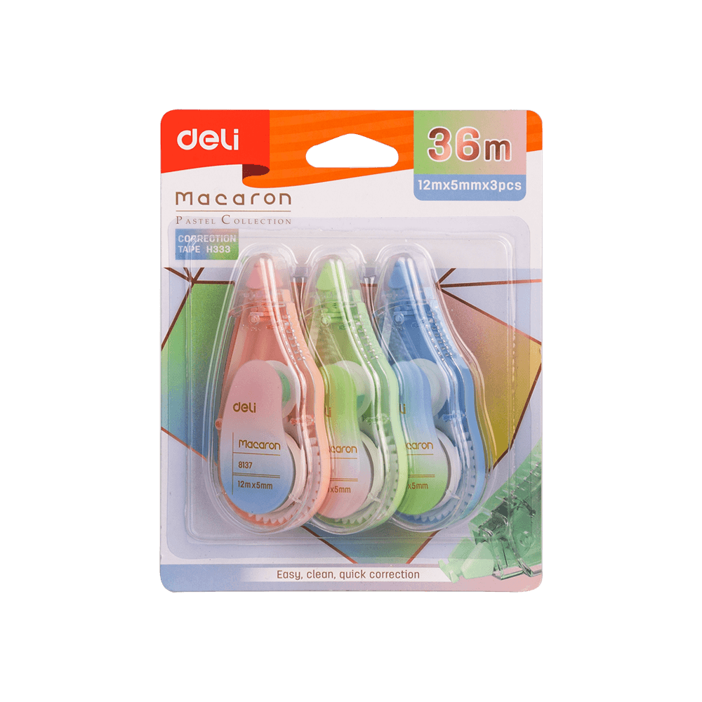 231.001276 DELI ΔΙΟΡΘΩΤΙΚΗ ΤΑΙΝΙΑ 3Τ 5mmx12m MACARON ΑΣΣΟΡΤΙ 12 ΤΕΜΑΧΙΑ - Image 1