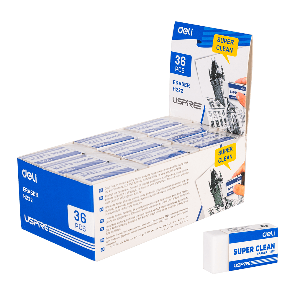 231.002303 DELI ΓΟΜΑ USPIRE 45x22.5x10.5mm ΛΕΥΚΗ ΒΙΤΡΙΝΑ 36 ΤΕΜΑΧΙΑ - Image 1