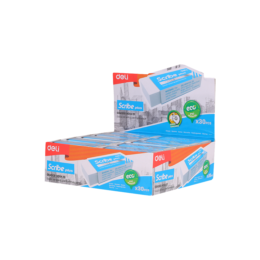 231.00410 DELI ΓΟΜΑ 60x24x12mm SCRIBE PLUS ΛΕΥΚΗ 30 ΤΕΜΑΧΙΑ - Image 1