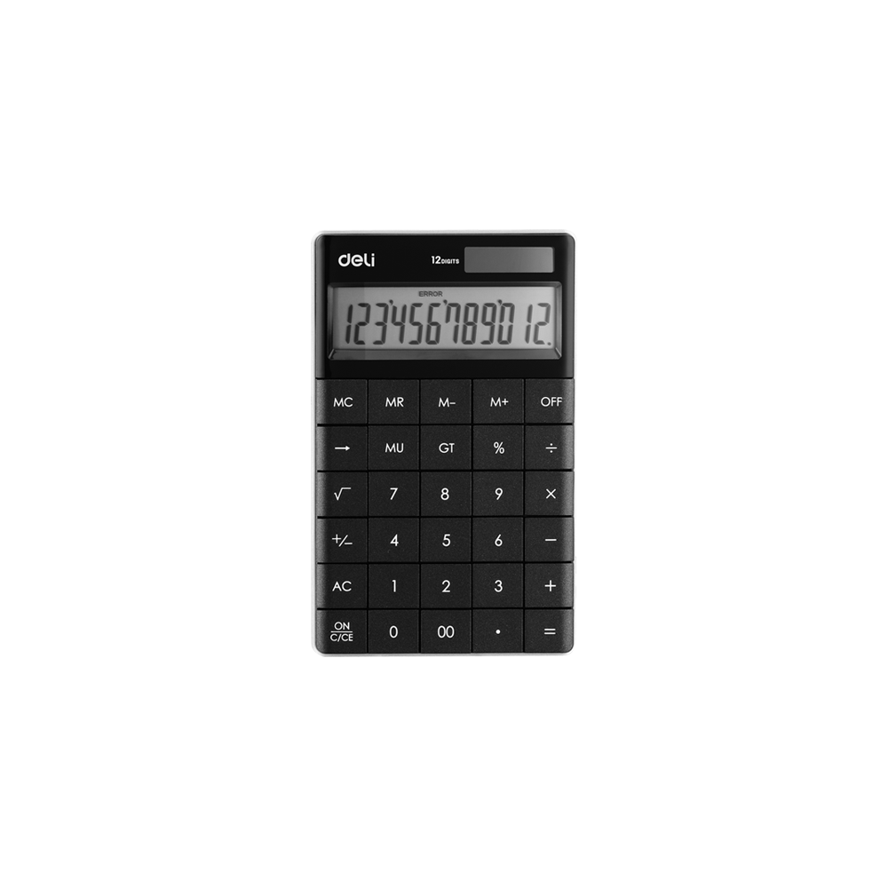 231.1589B DELI ΑΡΙΘΜΟΜΗΧΑΝΗ 12ΨΗΦΙΩΝ 16.5x10.3x1.5cm TOUCH E1589P ΜΑΥΡΗ - Image 1