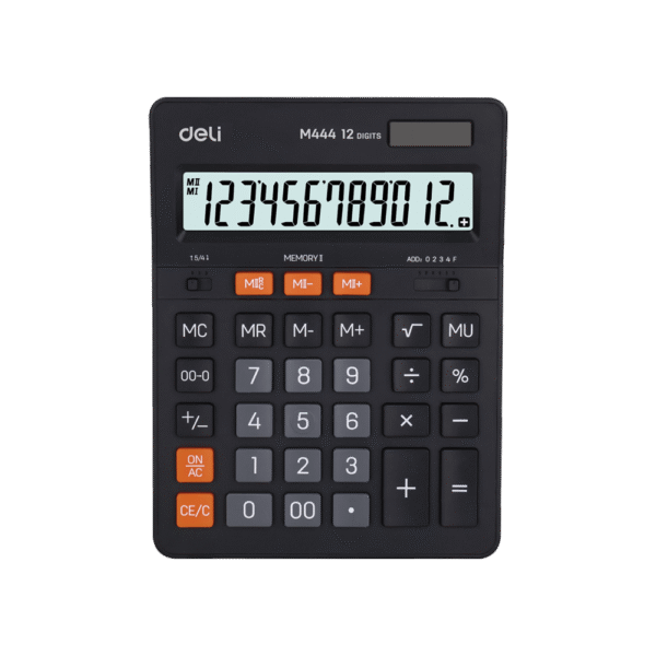 DELI ΑΡΙΘΜΟΜΗΧΑΝΗ 12 ΨΗΦΙΩΝ 21x16x3.6cm EM444 ΜΑΥΡΗ