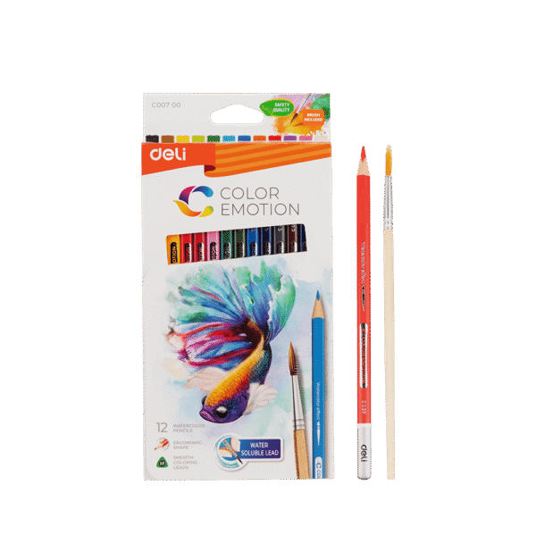 DELI ΚΡΑΙΓΙΟΝ ΑΚΟΥΑΡΕΛΑΣ 12ΧΡΩΜΑΤΑ & ΔΩΡΟ ΠΙΝΕΛΟ COLOR EMOTION