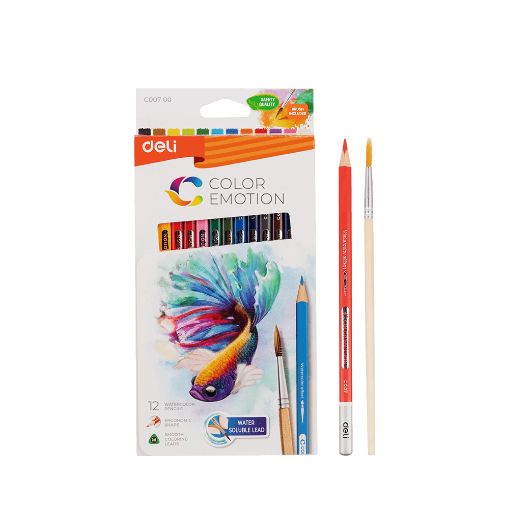 231.309471 DELI ΚΡΑΙΓΙΟΝ ΑΚΟΥΑΡΕΛΑΣ 12ΧΡΩΜΑΤΑ & ΔΩΡΟ ΠΙΝΕΛΟ COLOR EMOTION - Image 1