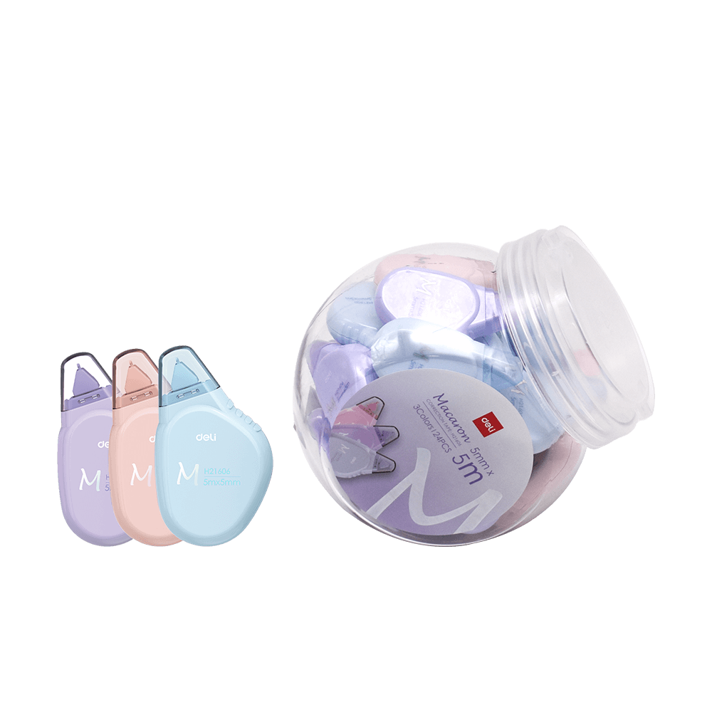 231.347381 DELI ΔΙΟΡΘΩΤΙΚΗ ΤΑΙΝΙΑ 5mmx5m MACARON ΑΣΣΟΡΤΙ ΒΙΤΡΙΝΑ 24 ΤΕΜΑΧΙΑ - Image 1