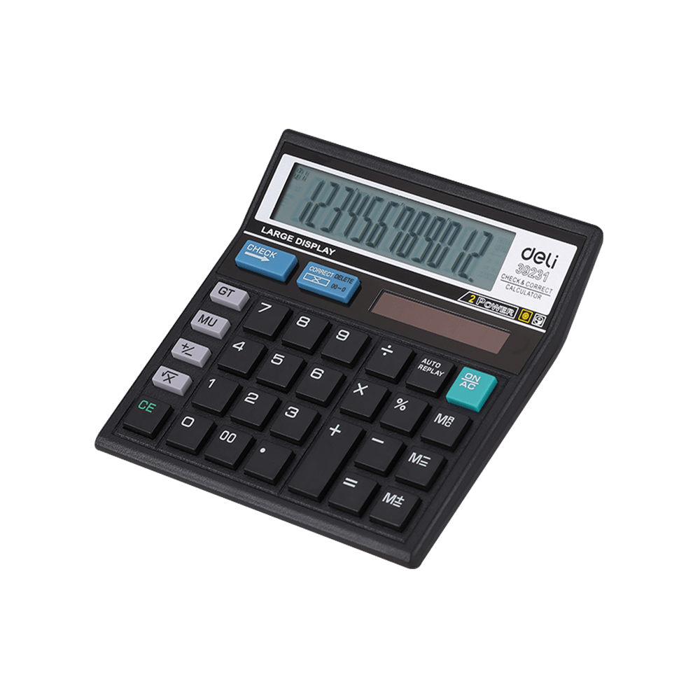 231.39231 DELI ΑΡΙΘΜΟΜΗΧΑΝΗ 12 ΨΗΦΙΩΝ 12.9x12.9x2.65cm EASY E39231 ΜΑΥΡΗ - Image 1