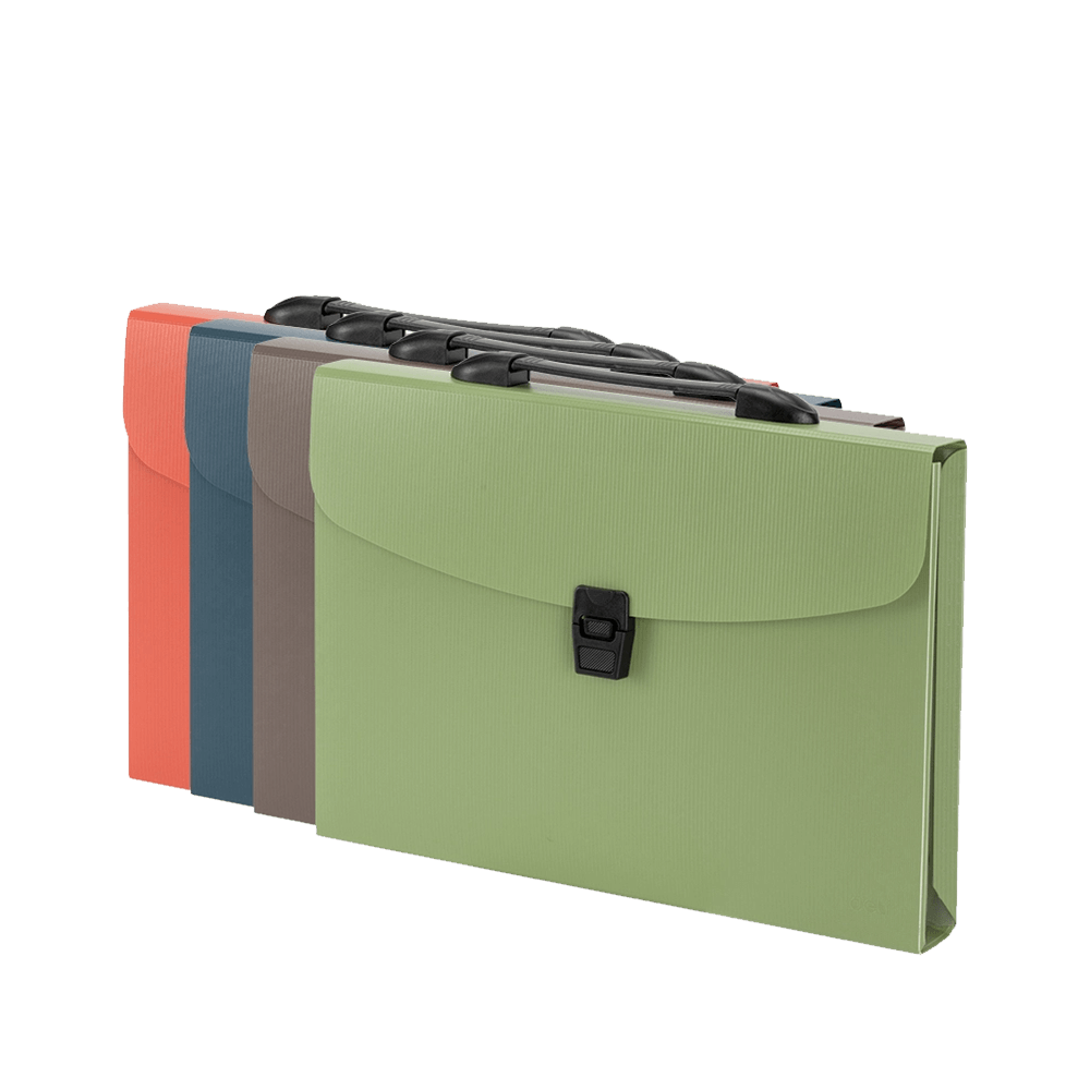 231.5557 DELI ΤΣΑΝΤΑ ΠΛΑΣΤΙΚΗ ΜΕ ΧΕΡΟΥΛΙ Α4 12 ΘΕΣΕΩΝ ΑΣΣΟΡΤΙ - Image 1