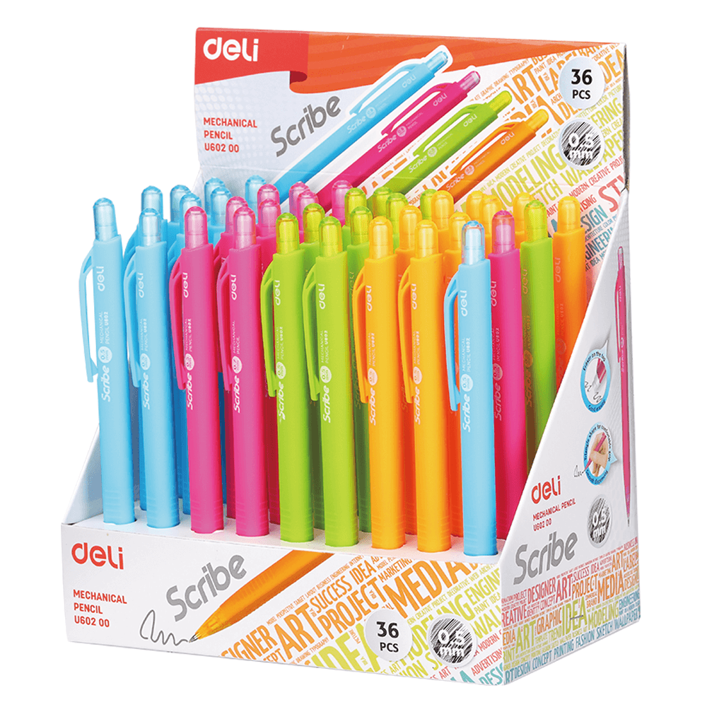 231.60200 DELI ΜΟΛΥΒΙ ΜΗΧΑΝΙΚΟ 0.5mm ΜΕ ΓΟΜΑ SCRIBE ΑΣΣΟΡΤΙ 36 ΤΕΜΑΧΙΑ - Image 1