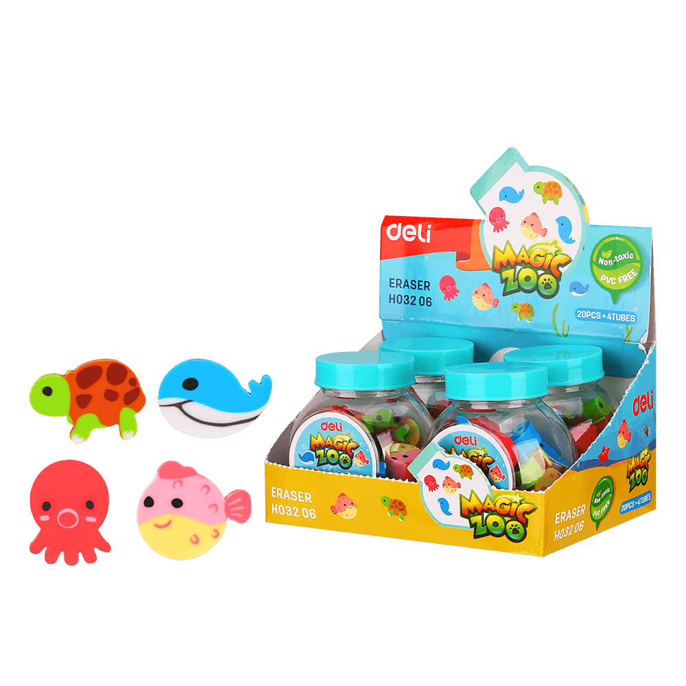 231.941688 DELI ΓΟΜΑ ΖΩΑΚΙΑ 20Τ. 50x50x54mm U-TOUCH ΑΣΣΟΡΤΙ ΒΙΤΡΙΝΑ 4 ΤΕΜΑΧΙΑ - Image 1