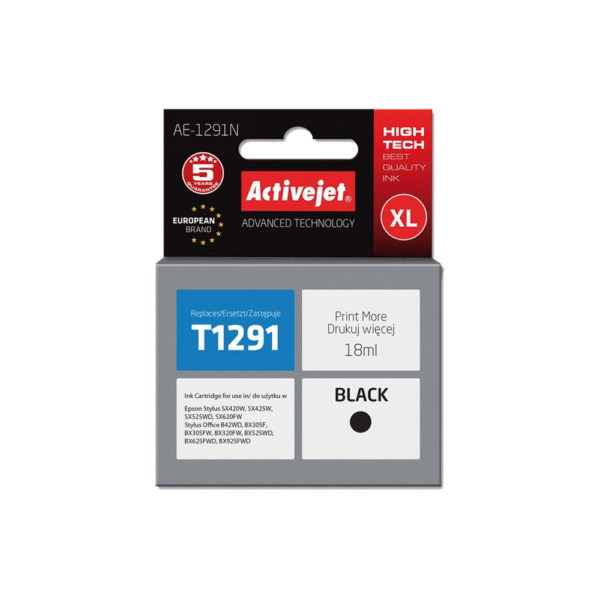 ACTIVE JET  INK ΣΥΜΒΑΤΟ ΜΕ EPSON AE-1291N #T1291 BLACK 18ml (Ν) #C13T12914011