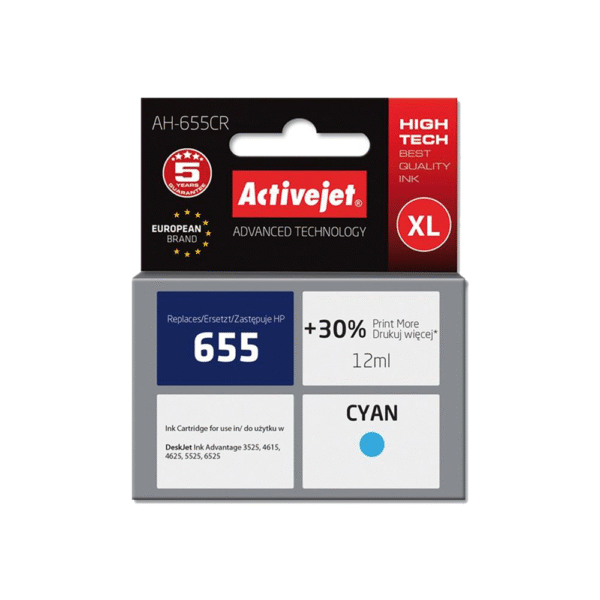 ACTIVE JET INK ΣΥΜΒΑΤΟ ΜΕ HP AH-655CR #655 CYAN 12ml (Α) #CZ110AE