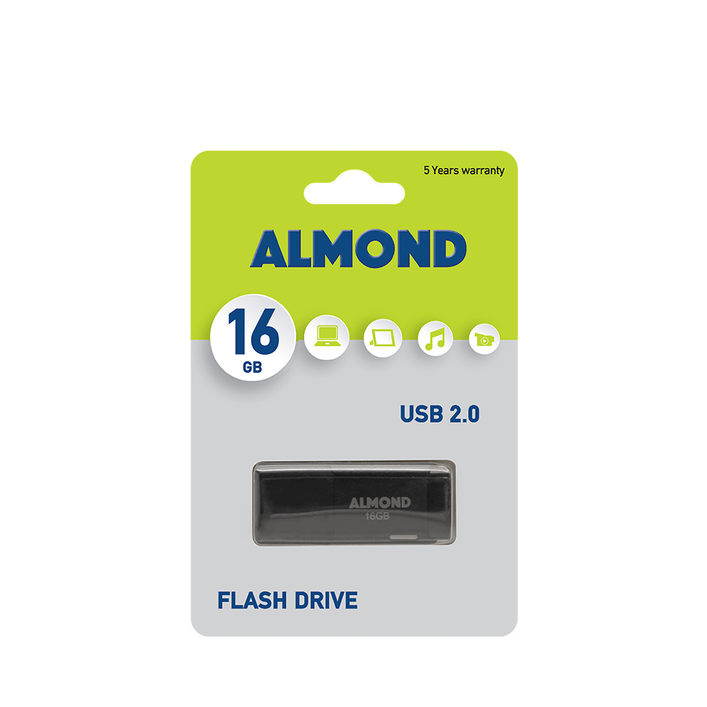 43.USB16ESM ALMOND FLASH DRIVE USB 16GB PRIME ΜΑΥΡΟ - Image 1