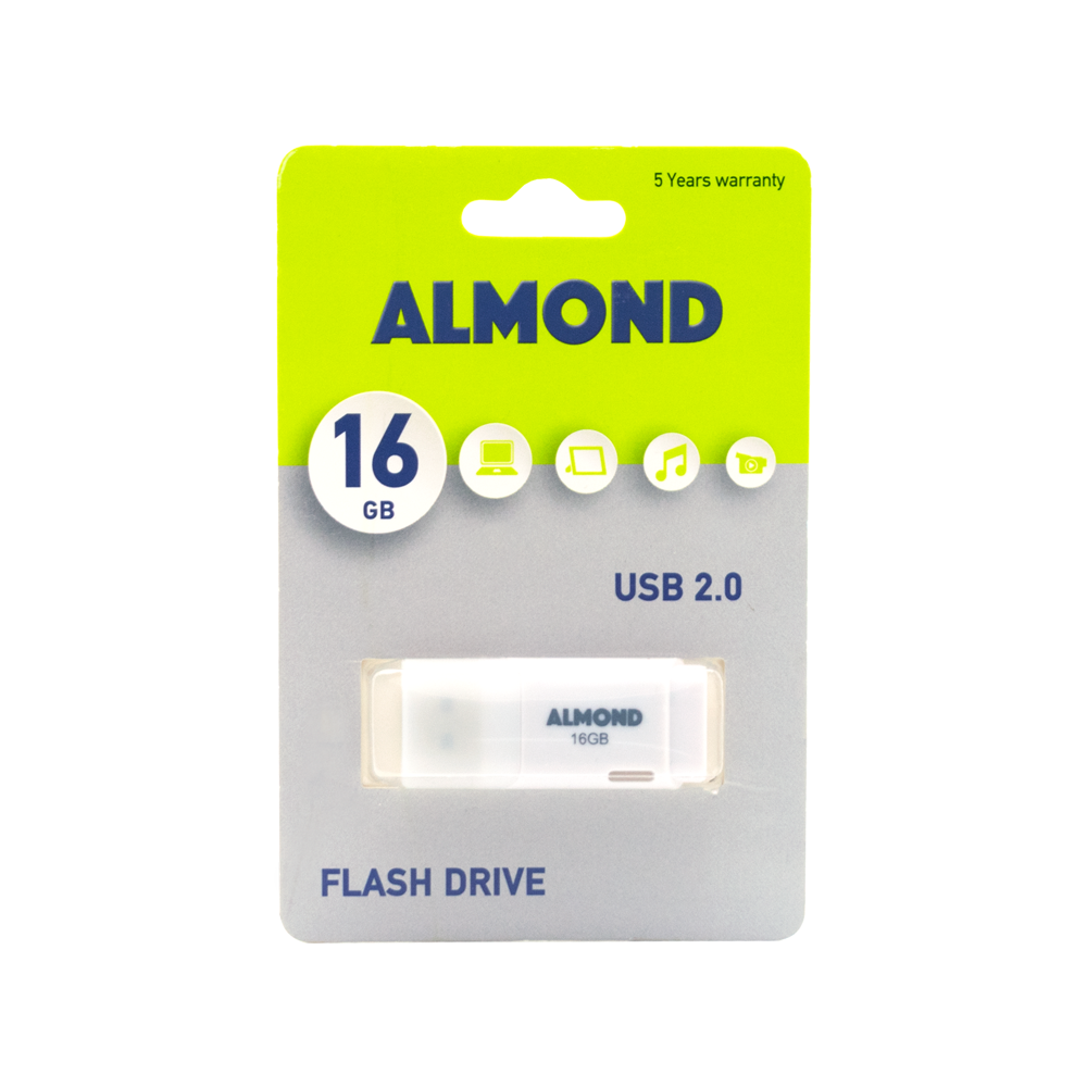 43.USB16ESW ALMOND FLASH DRIVE USB 16GB PRIME ΛΕΥΚΟ - Image 1