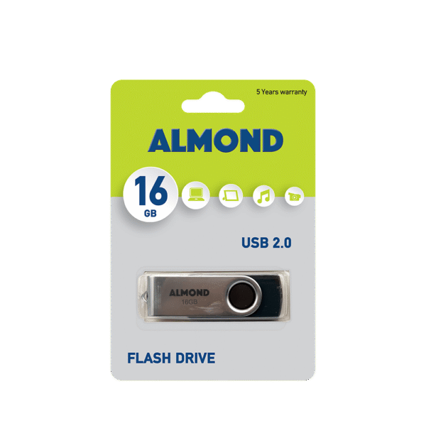 ALMOND FLASH DRIVE USB 16GB TWISTER ΜΑΥΡΟ