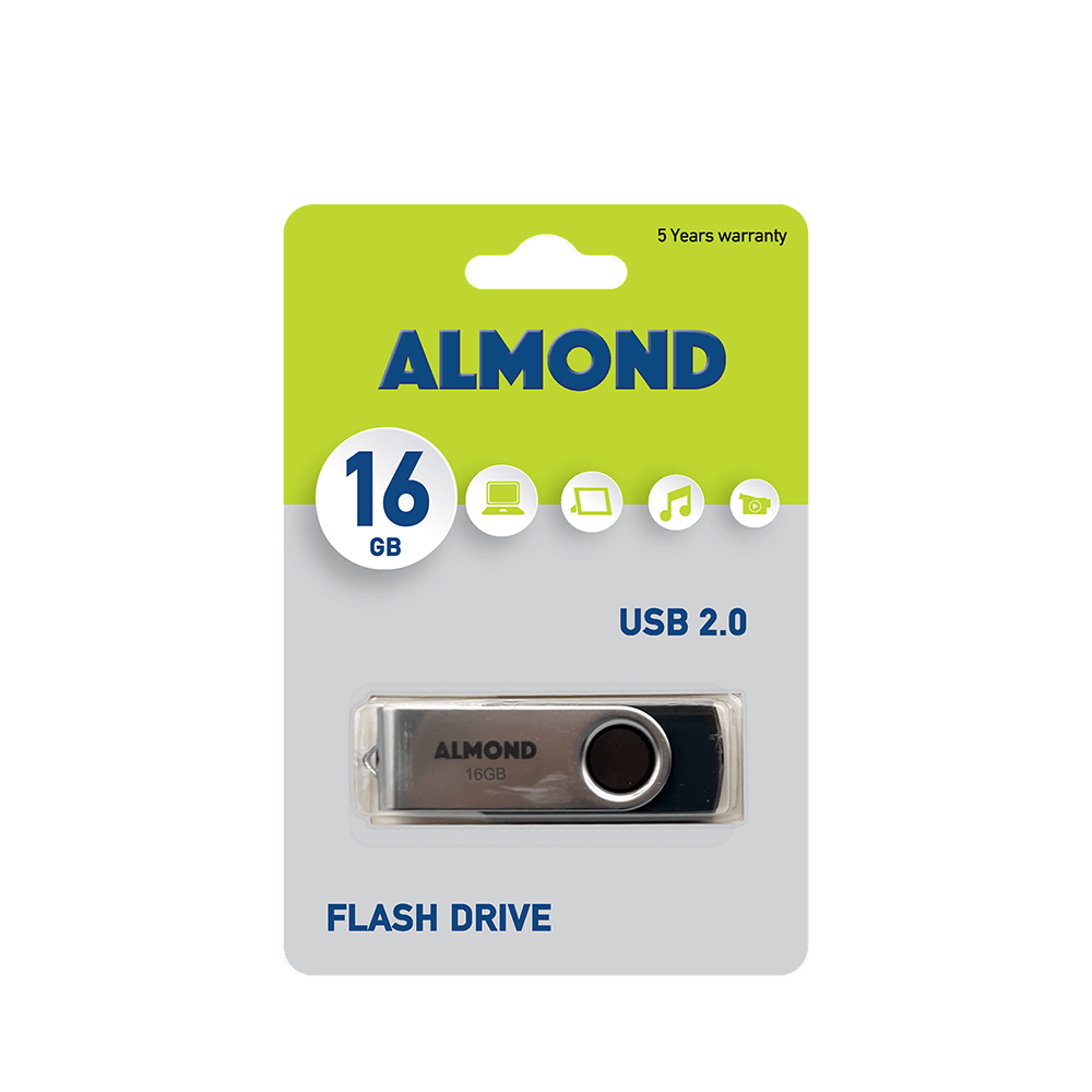 43.USB16M ALMOND FLASH DRIVE USB 16GB TWISTER ΜΑΥΡΟ - Image 1