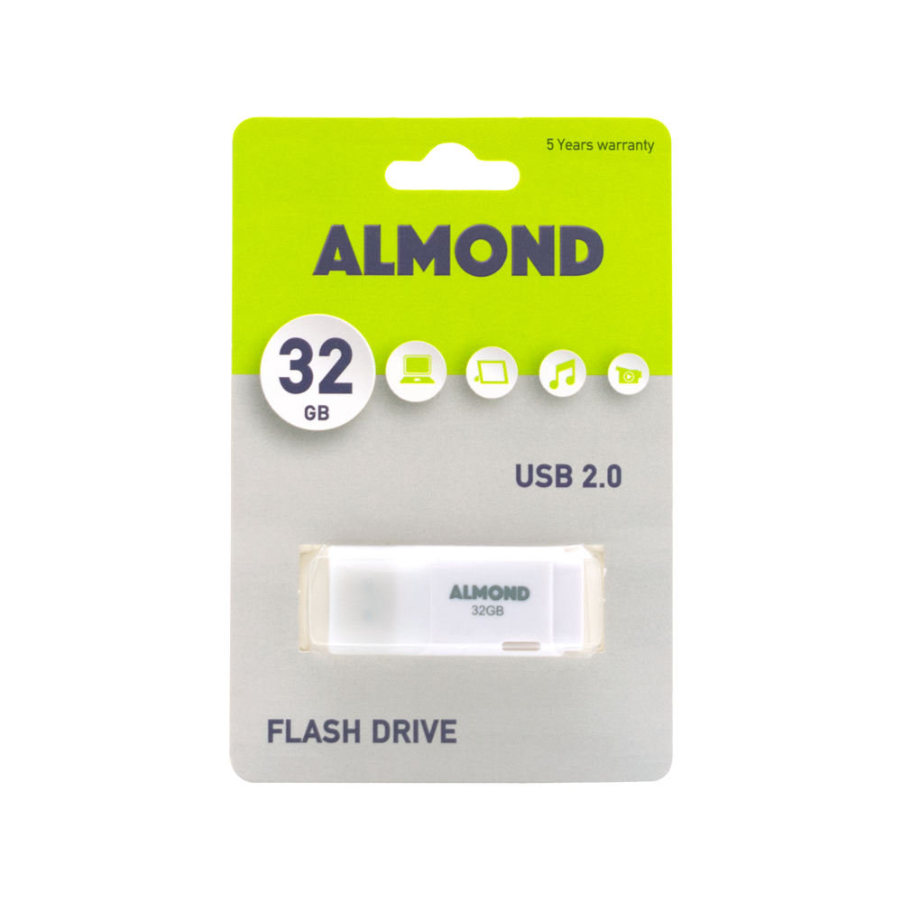 43.USB32ESW ALMOND FLASH DRIVE USB 32GB PRIME ΛΕΥΚΟ - Image 1