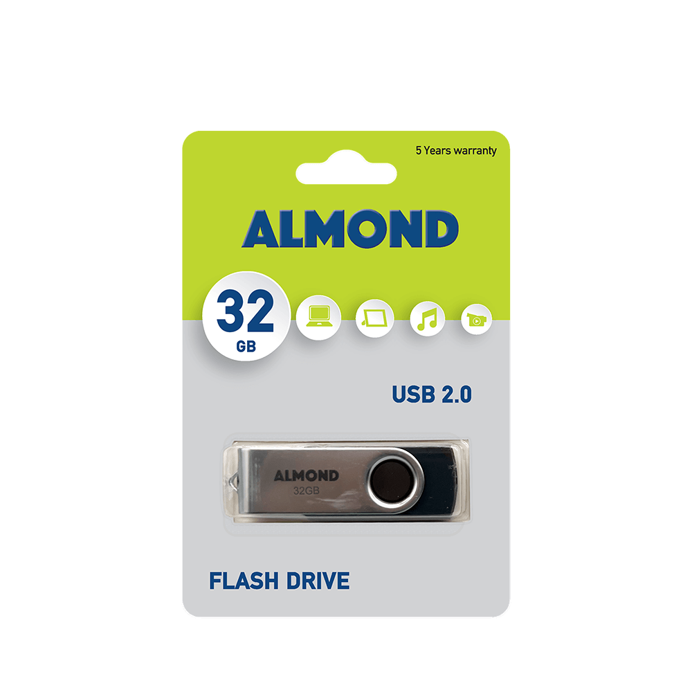 43.USB32M ALMOND FLASH DRIVE USB 32GB TWISTER ΜΑΥΡΟ - Image 1