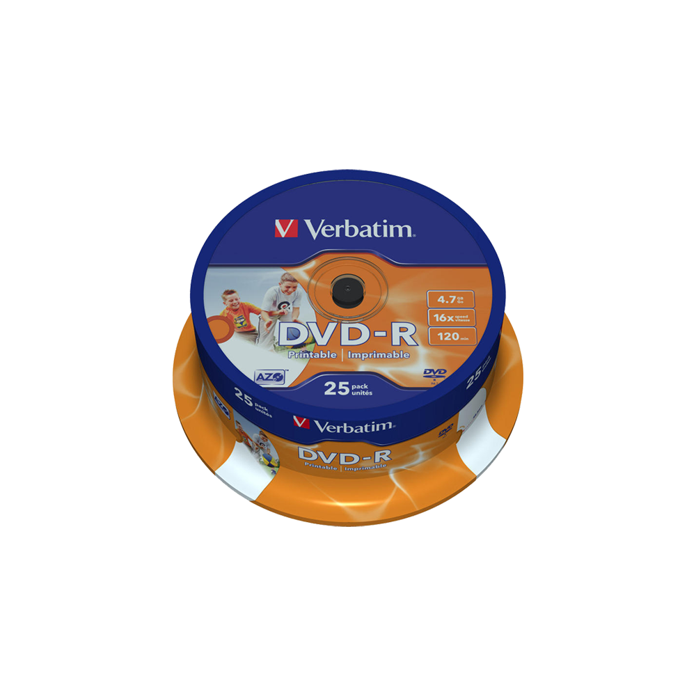 47.01.43538 VERBATIM DVD-R PRINTABLE 4.7GB 16X CAKEBOX 25 ΤΕΜΑΧΙΑ - Image 1