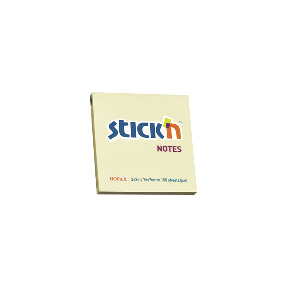 550.21007 STICK'N ΧΑΡΤΙΑ ΣΗΜΕΙΩΣΕΩΝ ΑΥΤΟΚΟΛΛΗΤΑ 76x76mm 100 ΦΥΛΛΑ ΚΙΤΡΙΝΟ 12Τ. - Image 1