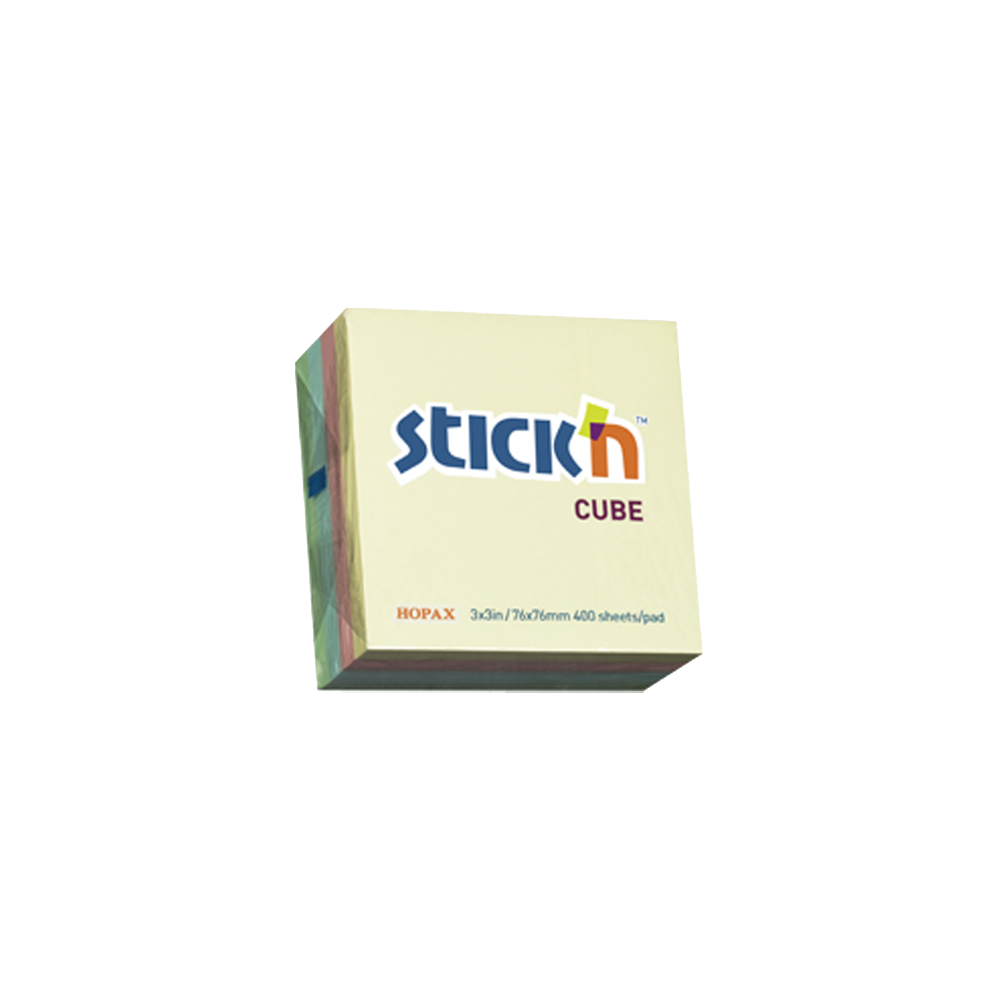 550.21013 STICK'N ΚΥΒΟΣ ΑΥΤΟΚΟΛΛΗΤΑ 76x76mm 400 ΦΥΛΛΑ ΠΑΣΤΕΛ 4 ΧΡΩΜΑΤΑ - Image 1