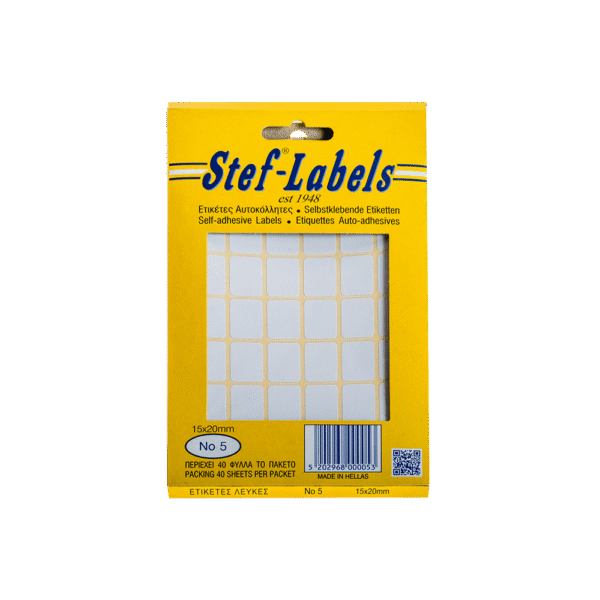 STEF ΕΤΙΚΕΤΕΣ ΑΥΤΟΚΟΛΛΗΤΕΣ 15x20mm 42/ΦΥΛΛΟ ΛΕΥΚΕΣ 40 ΦΥΛΛΑ