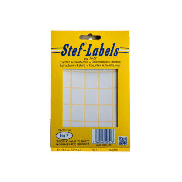 STEF ΕΤΙΚΕΤΕΣ ΑΥΤΟΚΟΛΛΗΤΕΣ 19x25mm 30/ΦΥΛΛΟ ΛΕΥΚΕΣ 40 ΦΥΛΛΑ