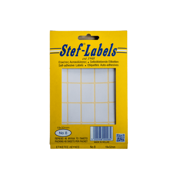 STEF ΕΤΙΚΕΤΕΣ ΑΥΤΟΚΟΛΛΗΤΕΣ 19x32mm 25/ΦΥΛΛΟ ΛΕΥΚΕΣ 40 ΦΥΛΛΑ