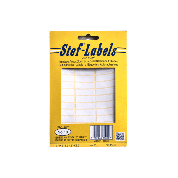 STEF ΕΤΙΚΕΤΕΣ ΑΥΤΟΚΟΛΛΗΤΕΣ 30x10mm 39/ΦΥΛΛΟ ΛΕΥΚΕΣ 40 ΦΥΛΛΑ