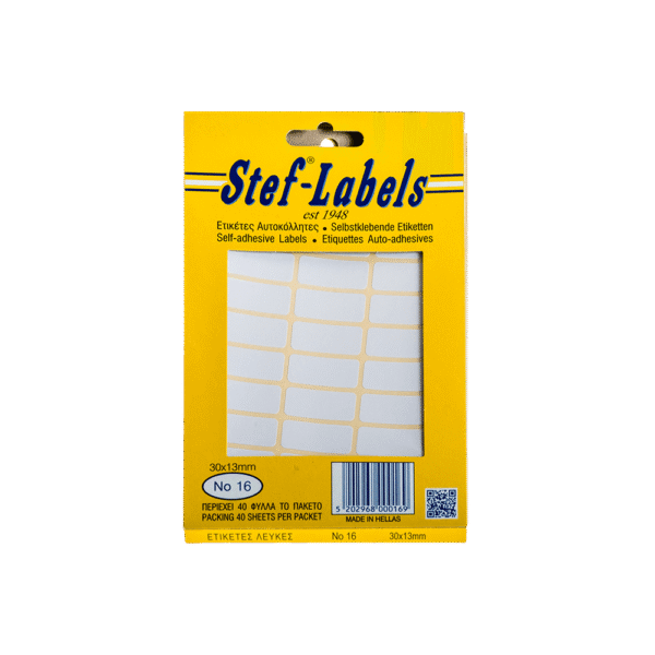 STEF ΕΤΙΚΕΤΕΣ ΑΥΤΟΚΟΛΛΗΤΕΣ 30x13mm 30/ΦΥΛΛΑ ΛΕΥΚΕΣ 40 ΦΥΛΛΑ