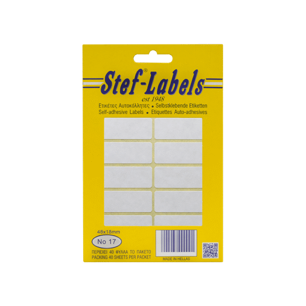 STEF ΕΤΙΚΕΤΕΣ ΑΥΤΟΚΟΛΛΗΤΕΣ 48x18mm 16/ΦΥΛΛΟ ΛΕΥΚΕΣ 40 ΦΥΛΛΑ