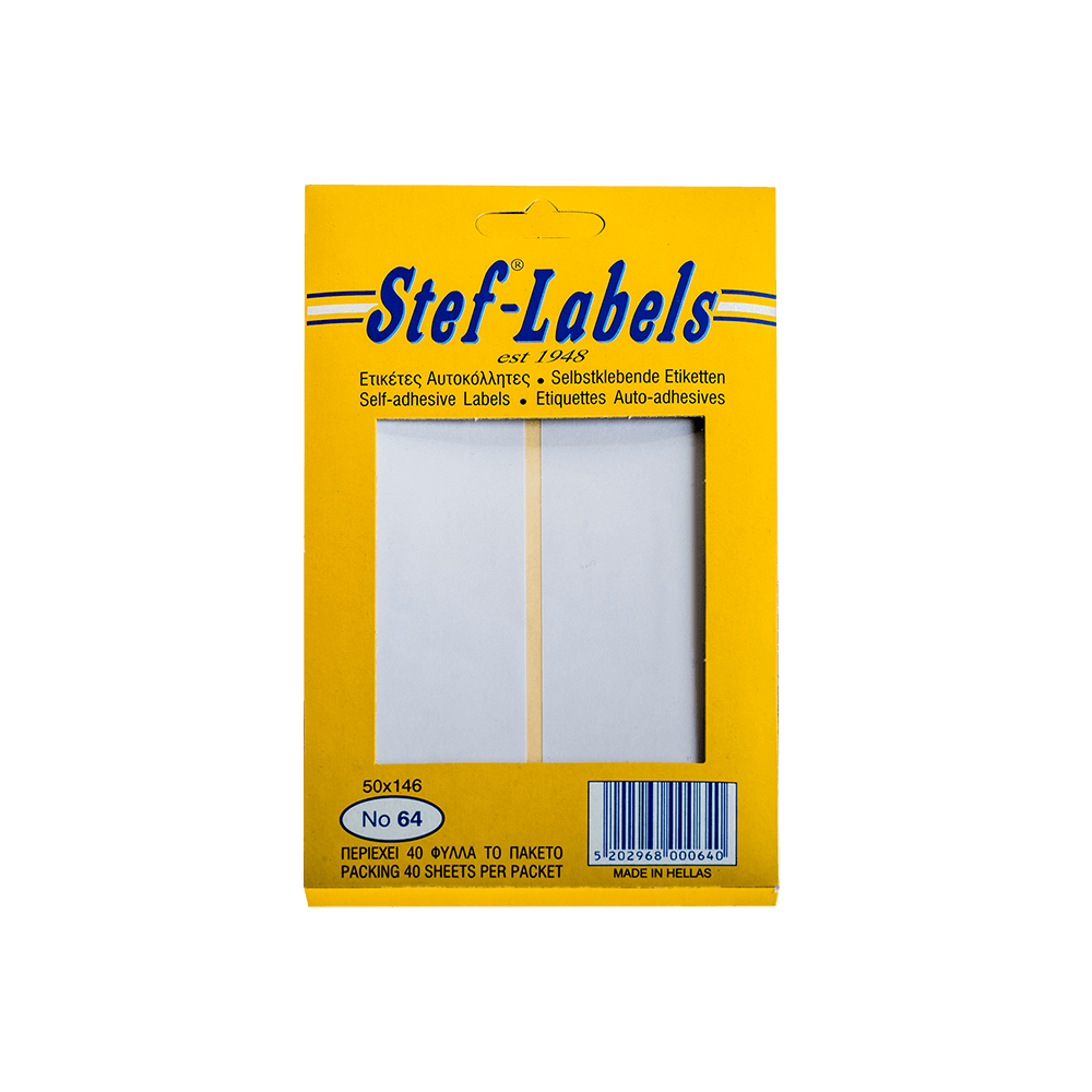 56100-64 STEF ΕΤΙΚΕΤΕΣ ΑΥΤΟΚΟΛΛΗΤΕΣ 50x146mm 6/ΦΥΛΛΑ ΛΕΥΚΕΣ 40 ΦΥΛΛΑ - Image 1