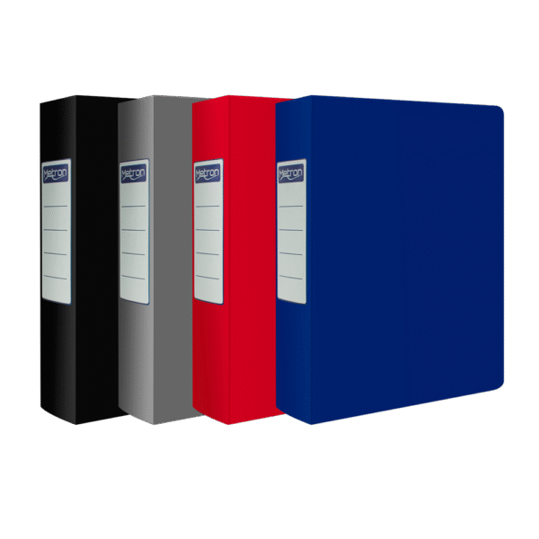 METRON ΚΟΥΤΙ ΠΛΑΣΤΙΚΟ A4 ΡΑΧΗ 8cm ΜΕ ΚΟΥΜΠΙ ΜΑΤ ΧΡΩΜΑΤΑ