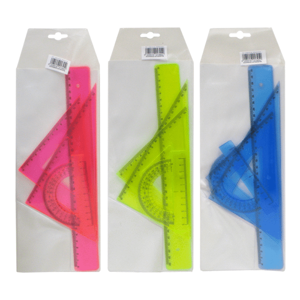 MEΤRON ΣΕΤ ΓΕΩΜΕΤΡΙΑΣ 30cm ΔΙΑΦΑΝΑ ΧΡΩΜΑΤΑ ΑΣΣΟΡΤΙ