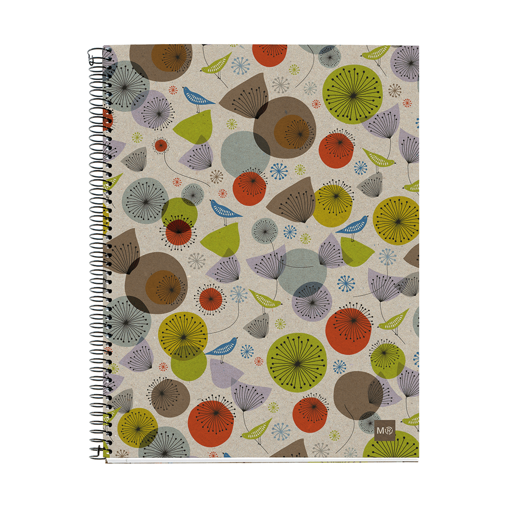 844.2959 MIQUELRIUS ΤΕΤΡΑΔΙΟ ΡΙΓΕ ΣΠΙΡΑΛ 120 ΦΥΛΛΑ 21x29.7cm 80gsm MR RECYCLED ECOBIRDS - Image 1