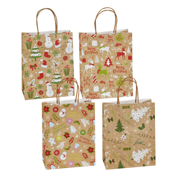 ΤΣΑΝΤΕΣ ΚΡΑΦΤ ΧΡΙΣΤΟΥΓΕΝΝΙΑΤΙΚΕΣ ΣΤΡΙΦΤΗ ΛΑΒΗ 4 ΣΧΕΔΙΑ 21x15x8cm 12 ΤΕΜΑΧΙΑ