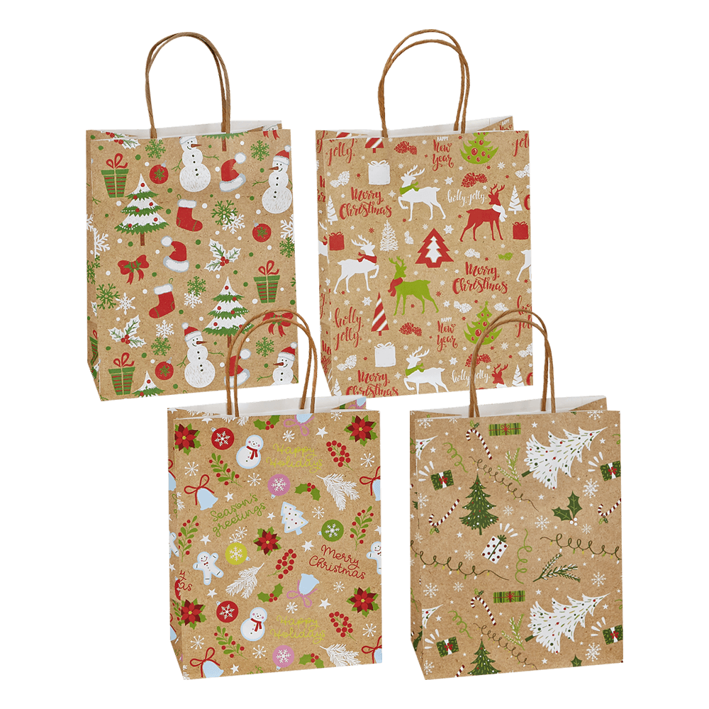 905.72120-40 ΤΣΑΝΤΕΣ ΚΡΑΦΤ ΧΡΙΣΤΟΥΓΕΝΝΙΑΤΙΚΕΣ ΣΤΡΙΦΤΗ ΛΑΒΗ 4 ΣΧΕΔΙΑ 21x15x8cm 12 ΤΕΜΑΧΙΑ - Image 1