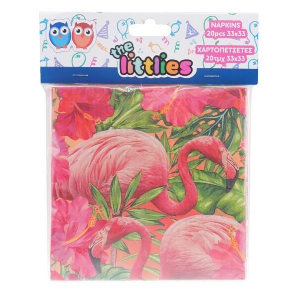 Χαρτοπετσέτες Πάρτυ The littlies Φλαμίνγκο 33x33 εκ. 20 Τμχ.