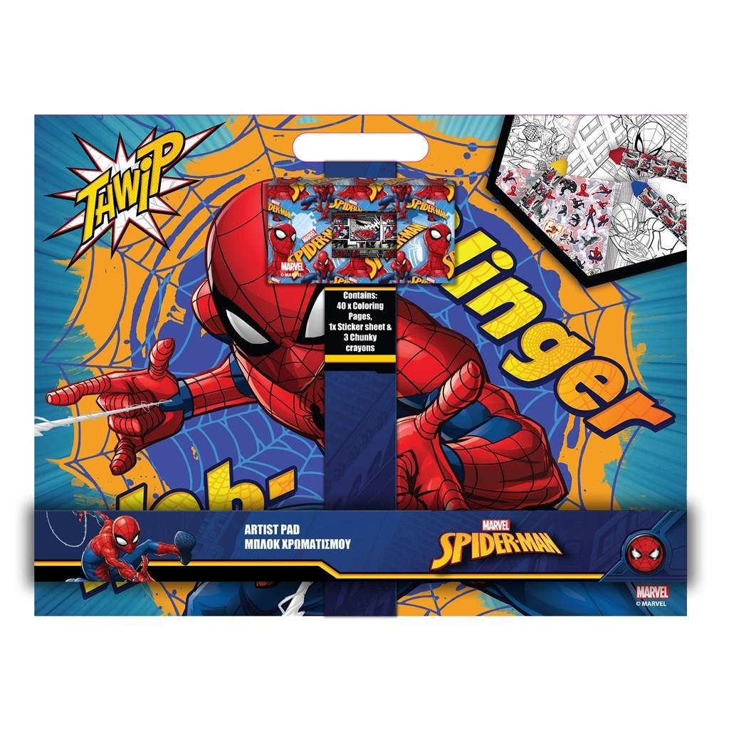 Μπλοκ Χρωματισμού Spiderman με 40 Σελ. Χρωματισμού Μπλοκ Χρωματισμού Spiderman με 40 Σελ. Χρωματισμού, Αυτοκόλλητα και Κηρομπογιές - Image 1