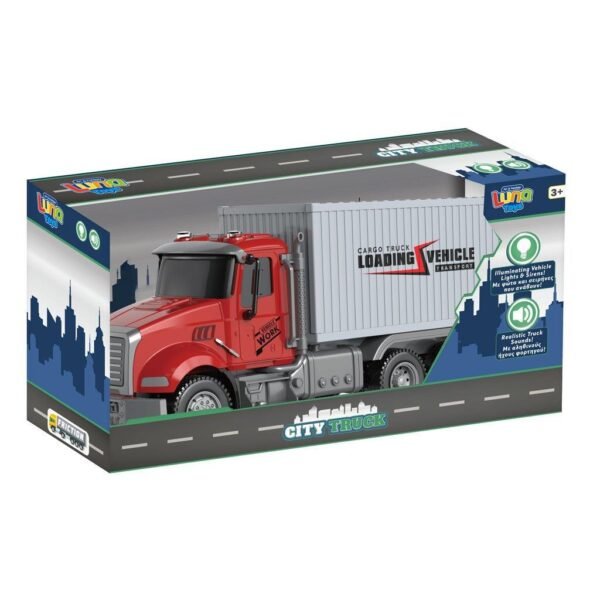 Φορτηγό Container Friction Luna Toys με ήxο και φως 36x11x19εκ.