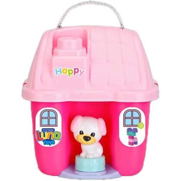 Τουβλάκια σε Σπιτάκι 16Τμx Ροζ Luna Toys 24x17,5x26εκ.