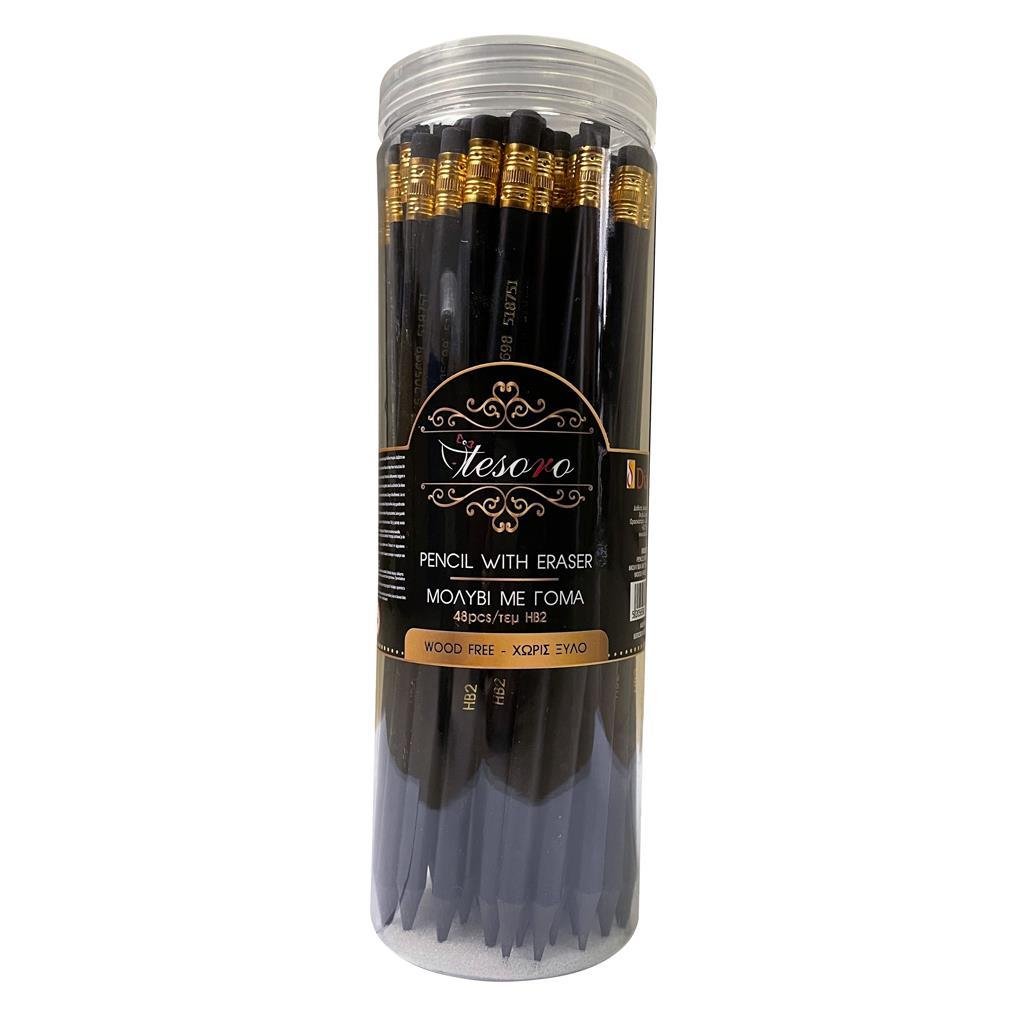 ΜΟΛΥΒΙΑ ΜΕ ΓΟΜΑ BLACK GOLD WOOD-FREE TESORO ΜΟΛΥΒΙΑ ΜΕ ΓΟΜΑ BLACK GOLD WOOD-FREE TESORO - Image 1
