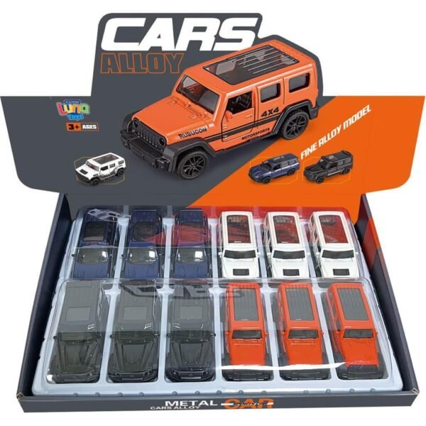 Όχημα 4x4 Luna Toys Μεταλλικό Pull Back 1:43 με Ανοιγόμενες Πόρτες 4 Χρώματα