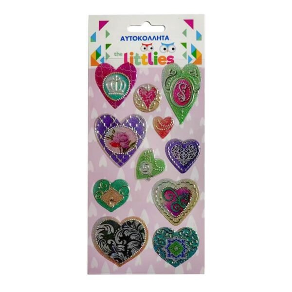 ΑΥΤΟΚΟΛΛΗΤΑ 10X22EK ΠΟΛΥΧΡΩΜΕΣ ΚΑΡΔΙΕΣ THE LITTLIES